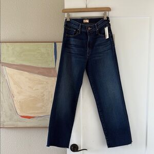 NWT MOTHER Mid Rise Rambler Zip Ankle Fray